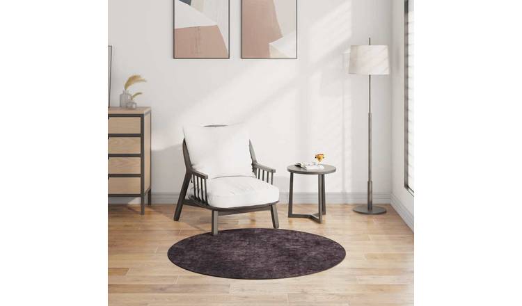 Walplus Polyester 4 mm Pile Rug - Anthracite - 120 cm