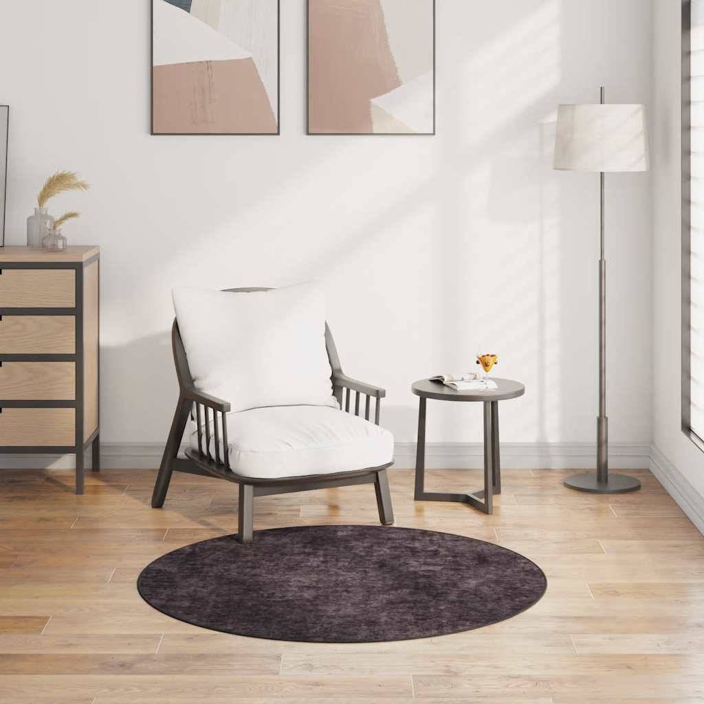 Walplus Polyester 4 mm Pile Rug - Anthracite - 120 cm - Image 1