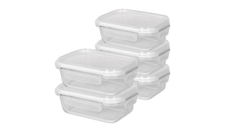 Harbour Housewares Glass Containers with Lids- Pack of 5 - 17 x 5.5cm