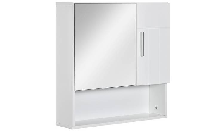 kleankin Wall Mounted Bathroom Mirror Cabinet with Adjustable Shelf - White