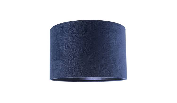 Happy Homewares Thin Lined Midnight Blue Velvet Fabric Round Lampshade - 30cm