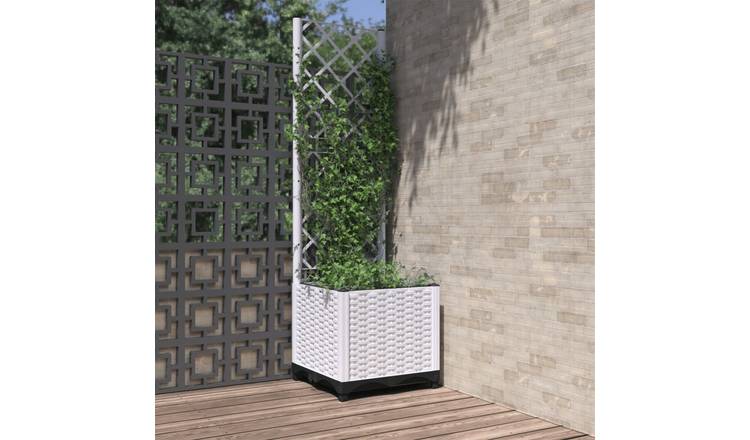 Walplus Polypropylene Garden Planter - White - 40 x 40 x 136 cm