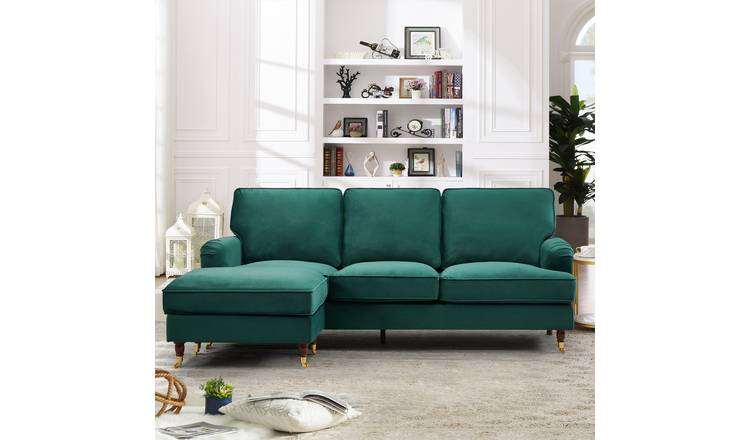 Artemis Home Woodbury Reversible Velvet Fabric Corner Sofa - Green