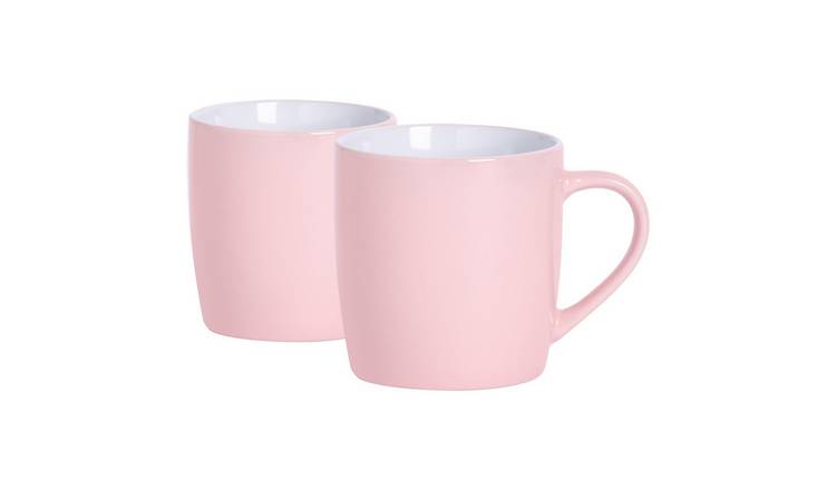 Argon Tableware Coloured Coffee Mugs - 350ml - Pink - Pack of 2