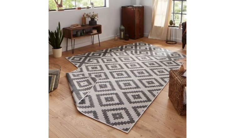 Hanse Home Grey Malta Indoor Outdoor Reversible Flatweave Rug - 120 x 170cm