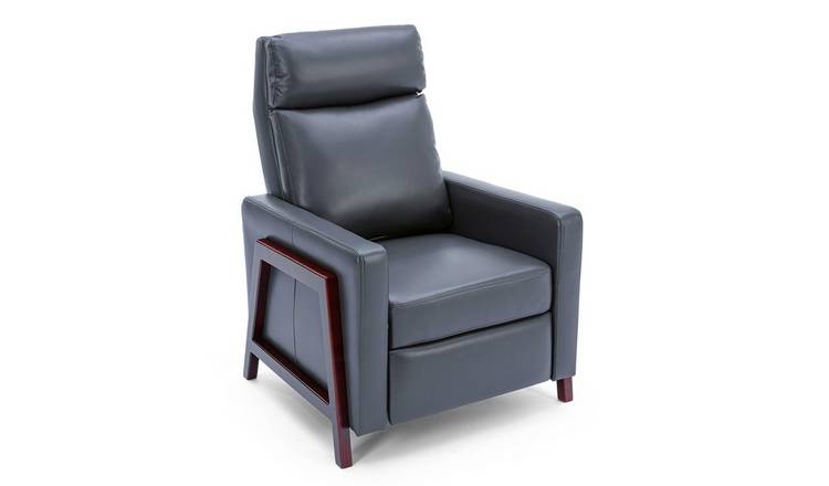 Furniture Online Riley Pushback Recliner Air Leather Accent Chair - Grey