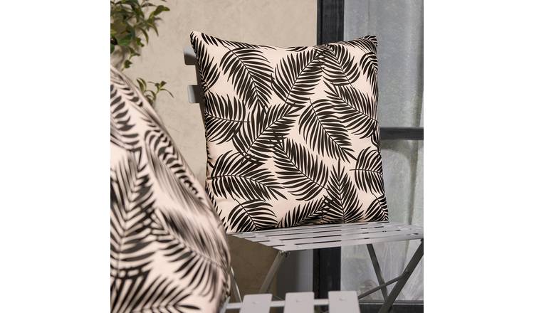 OHS 2 Pack Palm Leaf Print Garden Cushion Covers - Mono