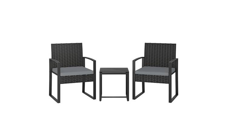 Outsunny 3 Piece Rattan Garden Bistro Set - Light Grey