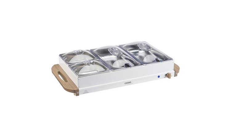 Cooks Professional 4 Section Buffet Warmer 7.2L with Hotplate Function - White