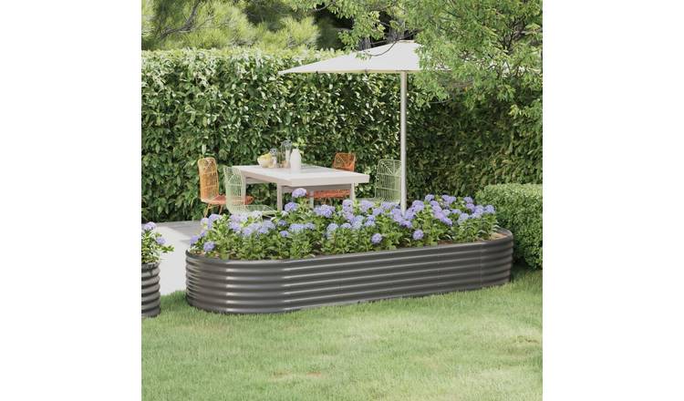 Walplus Galvanised Steel Raised Garden Bed - Grey - 249 x 100 x 36 cm
