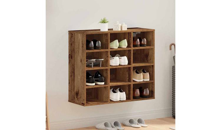 Walplus Engineered Wood Shoe Cabinet - Old Wood - 77.5 x 30 x 67 cm