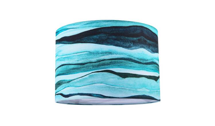 Happy Homewares Teal Linen Drum Lampshade - 30cm