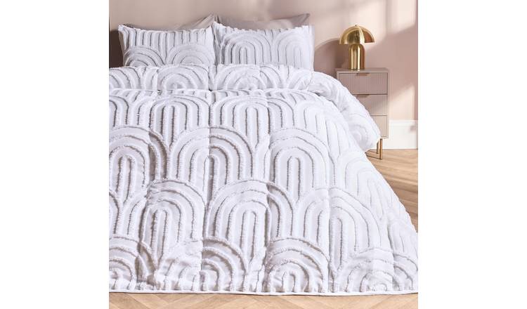 OHS Tufted Arches 7.5 Tog Coverless Duvet Set Bedding White - King