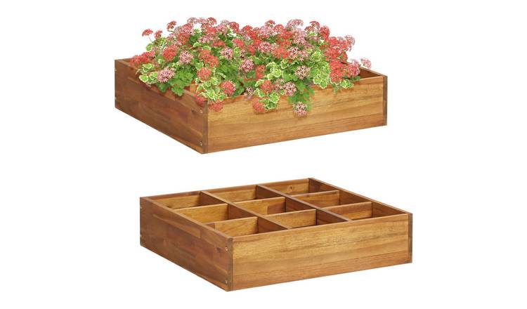Walplus Acacia Wood Raised Garden Bed - 60 x 60 x 15 cm
