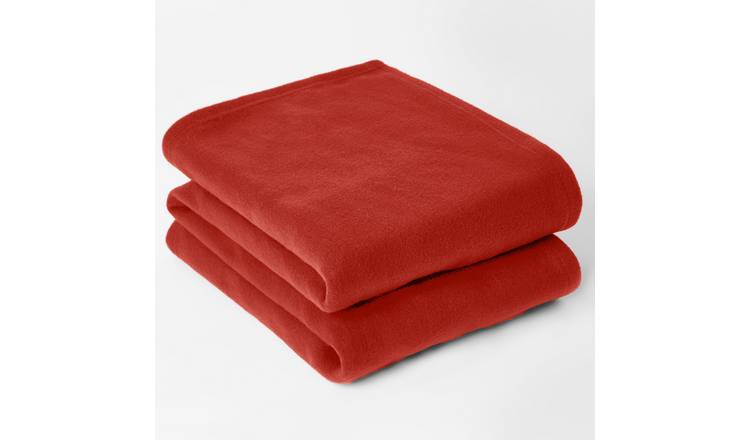 OHS Plain Fleece Blanket Throw 120 x 150cm - Red
