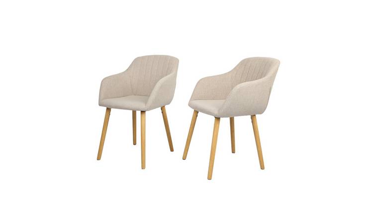 HomeGardenDirect Luciano Textured Linen Armchair Set of 2 - Beige