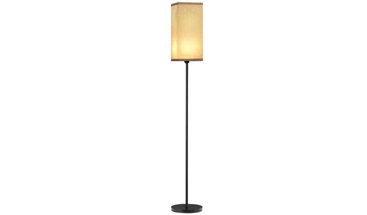 HOMCOM Metal Floor Lamp with Faux Linen Shade - Black
