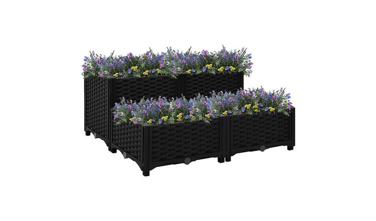 Walplus Polypropylene Raised Garden Bed - Black - 80 x 80 x 38 cm