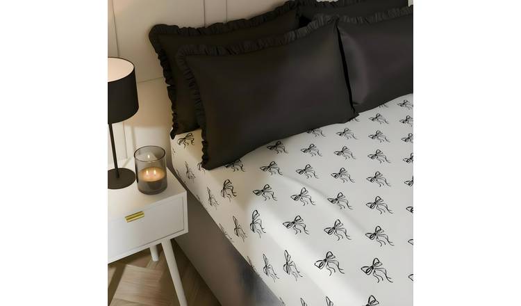 OHS Bows Print Microfibre Deep Fitted Bed Sheet Mono - Single