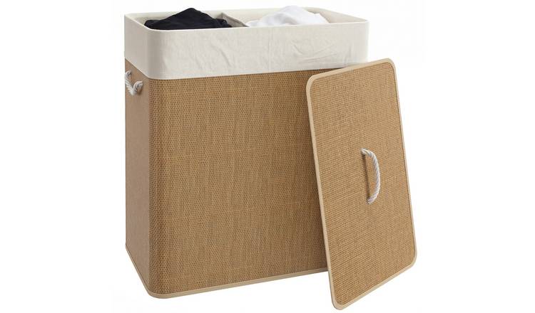 HOMCOM Bamboo Laundry Hamper with Removable and Washable Liner - Brown