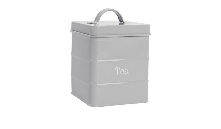 Harbour Housewares Vintage Metal Kitchen Tea Canister - Grey