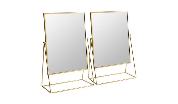 Harbour Housewares Rectangle Makeup Mirrors - Gold - Pack of 2 - 32 x 50cm