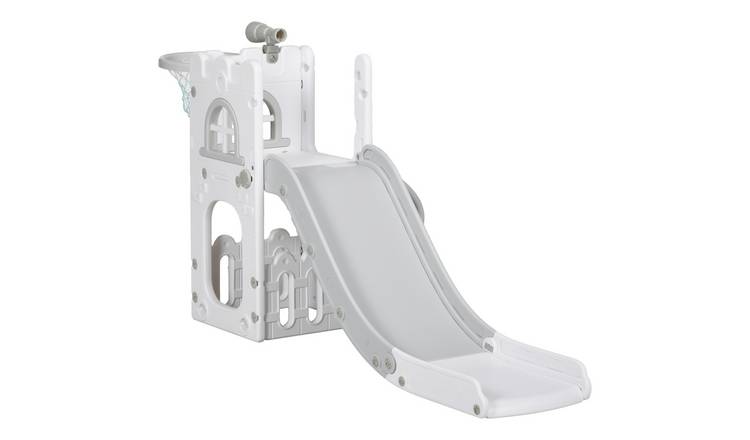 AIYAPLAY 5 In 1 Toddler Slide 1-3 Years with Basketball Hoop – Grey