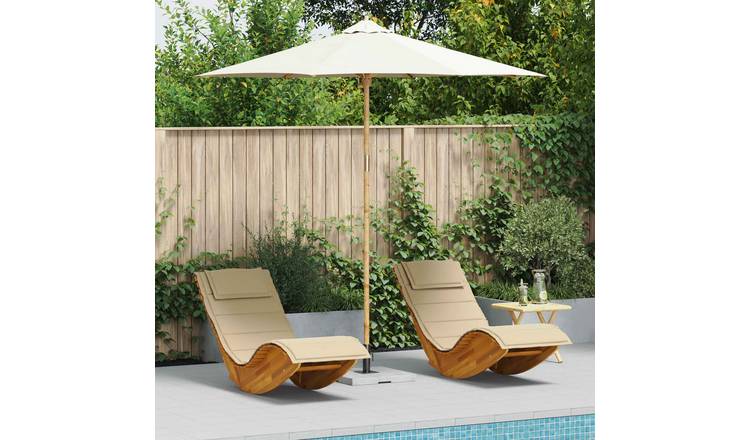 Walplus Round Garden Parasol - Cream White - 270 x 270 x 260 cm