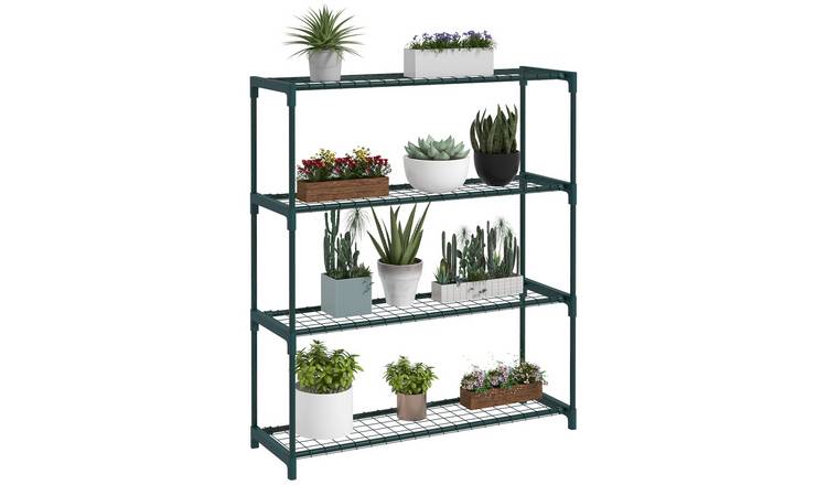 Outsunny 4 Tier Modern Raised Garden Bed with Steel Frame - Green