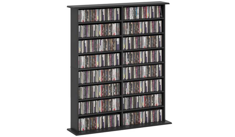 HOMCOM Wide 8 Tier Media Storage Shelf - Black