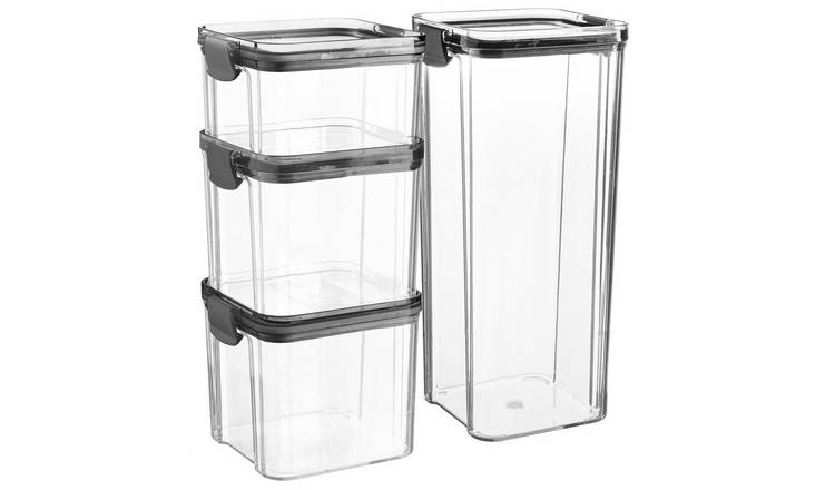 Argon Tableware 4 Piece Food Storage Containers Set - 3 Sizes - Black