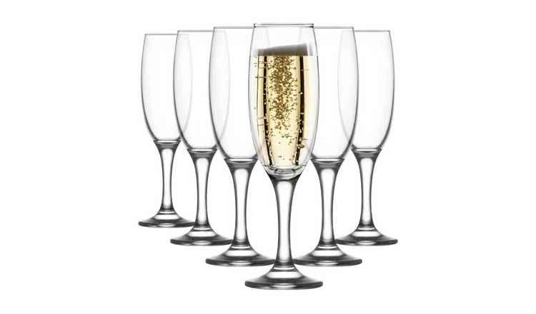 LAV Empire Glass Champagne Flutes - 220ml - Pack of 6