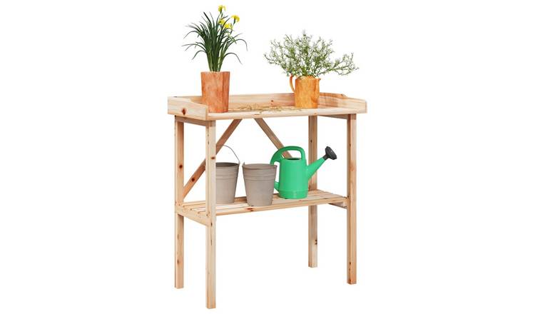 Walplus Solid Fir Wood Plant Table - 78 x 38 x 82.5 cm