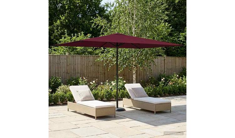 Walplus Rectangular Polyester Garden Parasol - Bordeaux Red - 290 x 190 x 223 cm