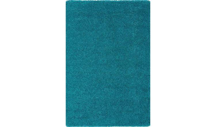 The Rugs Teal Plain Shaggy Rug - 60 x 100cm