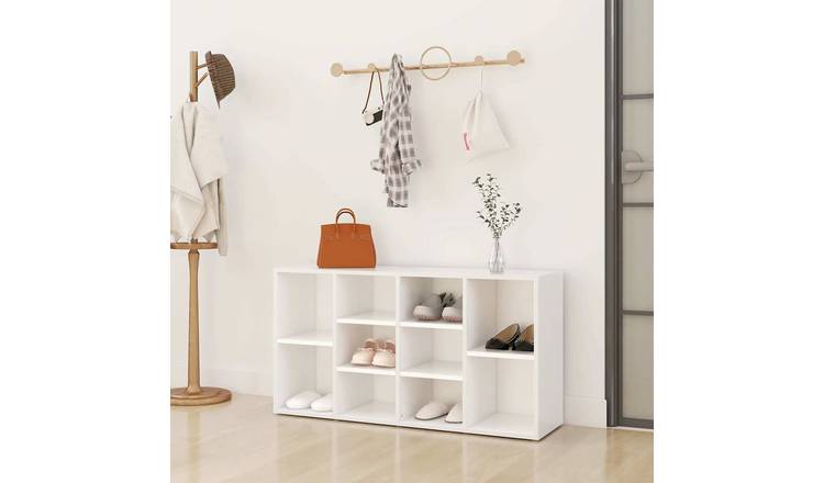 Walplus Engineered Wood Shoe Bench - White - 103 x 30 x 55 cm