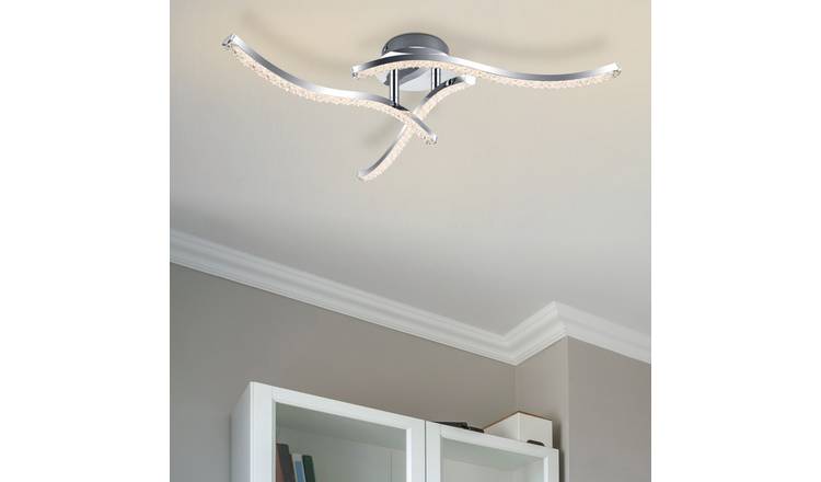 Cosylyte Kenworth 3 Light Integrated LED Modern Wavy Ceiling Light - Chrome