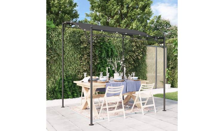 Walplus 2 x 2.3 m 180gsm Fabric Steel Canopy - Anthracite