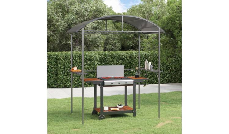 Walplus 220 x 115 x 230 cm Steel BBQ Gazebo with Side Shelves - Anthracite