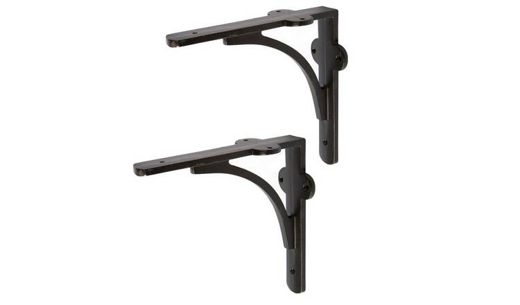 Hammer & Tongs Curved Iron Shelves Bracket - Black - Set of 2