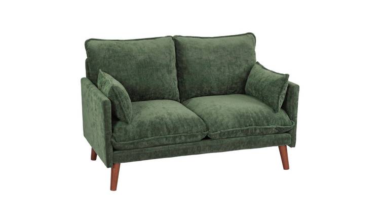HOMCOM 2 Seater Velvet Modern Sofa with Spring Cushions - Green