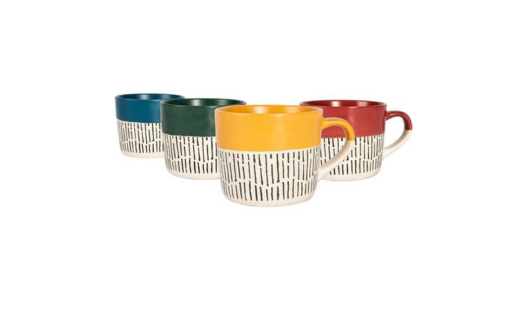 Nicola Spring Ceramic Dipped Dash Coffee Mugs - 475ml - 4 Colours