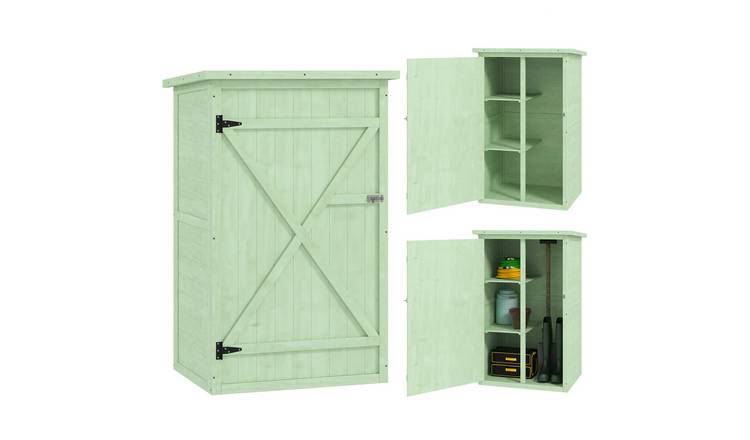 Outsunny Wooden Garden Shed with 2 Shelves for Yard Patio Garage - Green