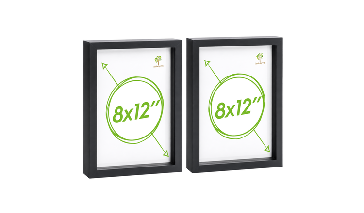 Nicola Spring 3D Box Photo Frames - 8 x 12" - Set of 2 - Black