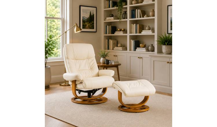 Artemis Home Barriston Swivel Recliner with Massage and Heat - Cream