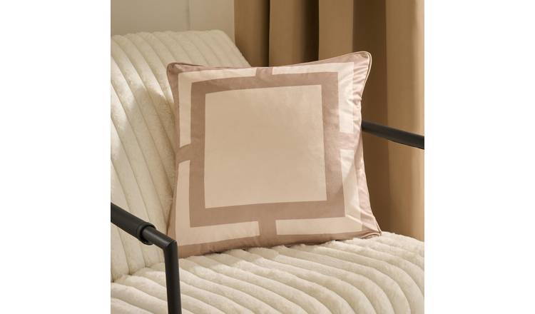 OHS 2 Pack Square Print Cushion Covers 45 x 45cm - Natural/Cream