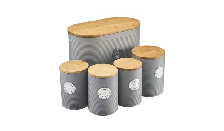 Cooks Professional 5 Piece Ribbed Kitchen Storage Set - Grey/Silver