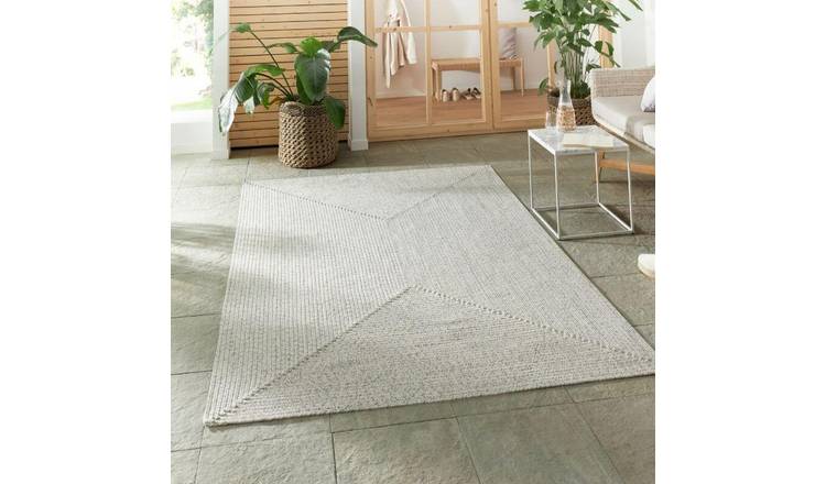 Hanse Home White Indoor Outdoor Trenzado Bordered Plain Rug - 120 x 170cm