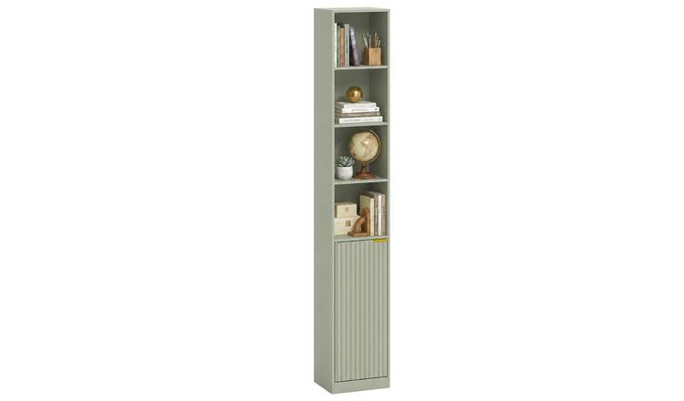 HOMCOM 6-Tier Slim Bookcase with Adjustable Shelf - Light Green