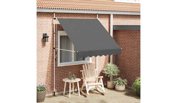 Walplus Manual Polyester Retractable Awning - Anthracite - 200 x 120 cm